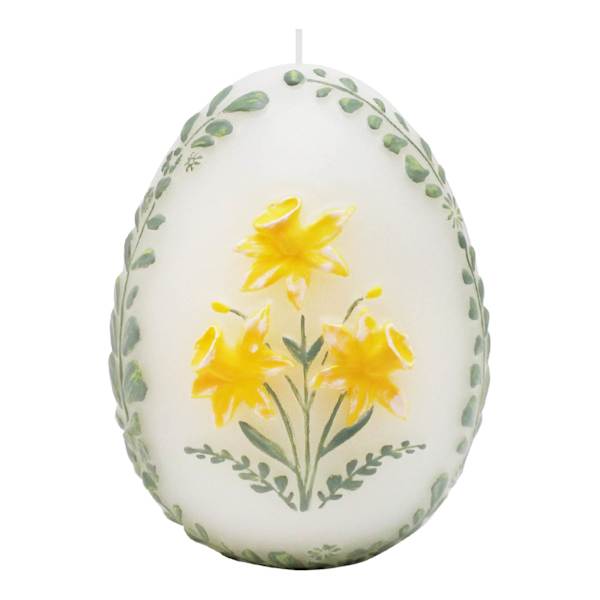 Honeybloom Embossed Yellow Flower Egg Candle, 4"