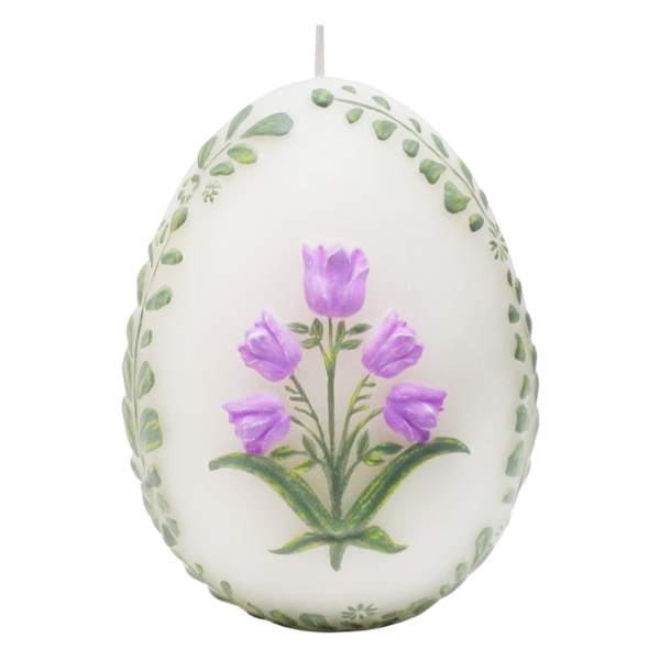 Honeybloom Embossed Purple Flower Egg Candle, 4"