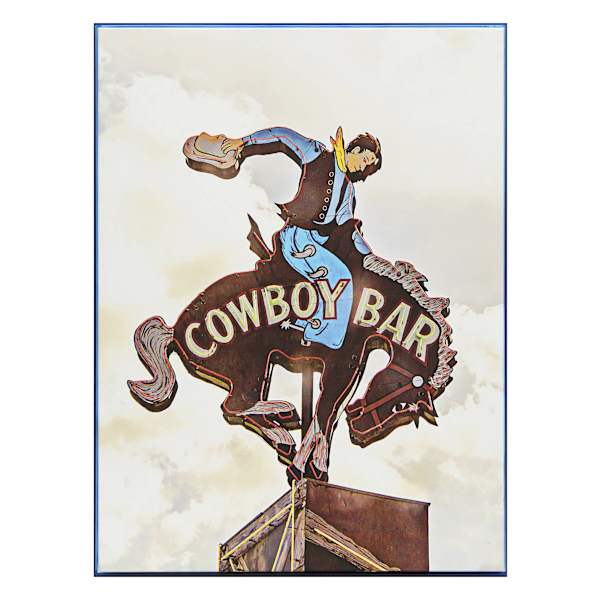 Framed Neon Acrylic Cowboy Bar Canvas Wall Art, 18x24