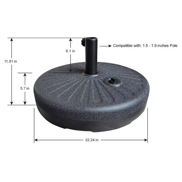 Black Round Patio Umbrella Base, 60lb