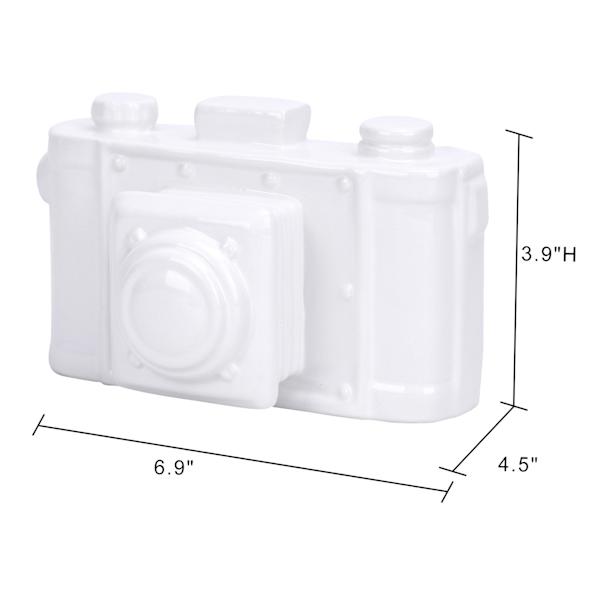 White Ceramic Camera, 4"