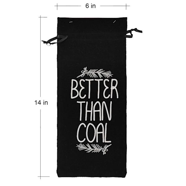 Better Than Coal Black Wine Bottle Gift Bag
