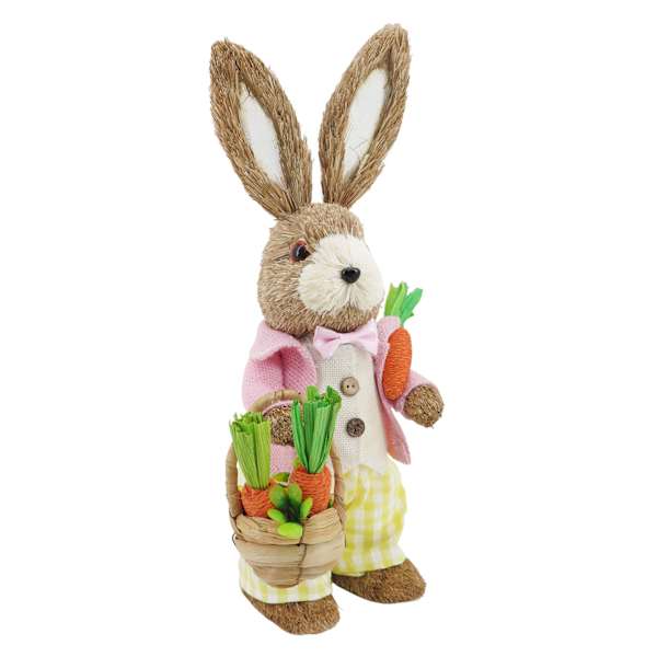 Homespun Easter Sisal Rabbit with Vest, 14"