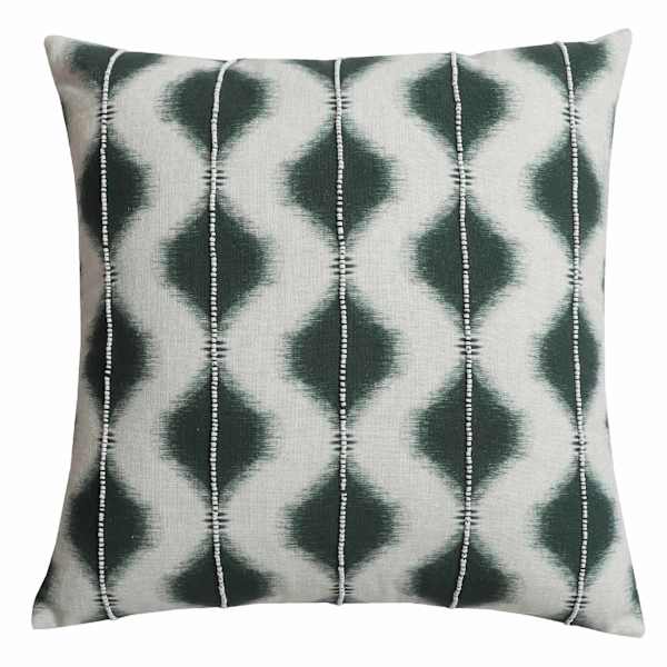 Found & Fable Green Ikat Embellished Throw Pillow, 18"