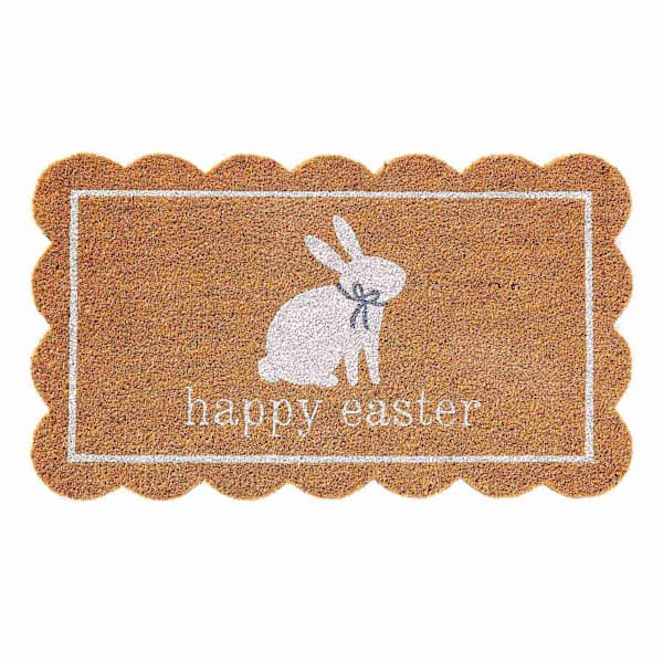 Scalloped Happy Easter Bunny Coir Mat, 18x30