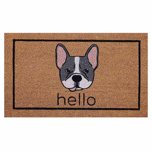 Hello Frenchie Coir Mat, 18x30