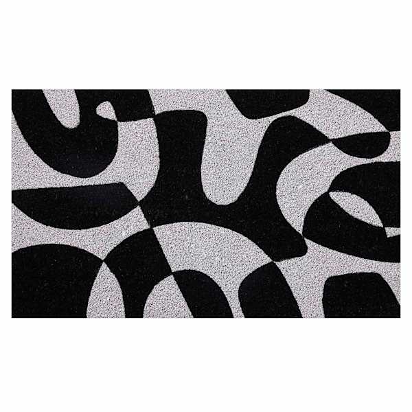 Black & White Abstract Coir Mat, 18x30