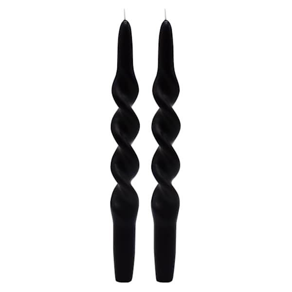 Crosby St. 2-Pack Black Twisted Taper Candles, 10"