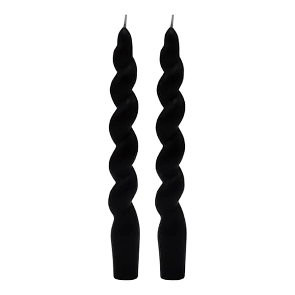 2-Pack Black Twisted Taper Candles, 8"