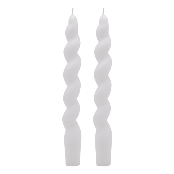 2-Pack White Twisted Taper Candles, 8"