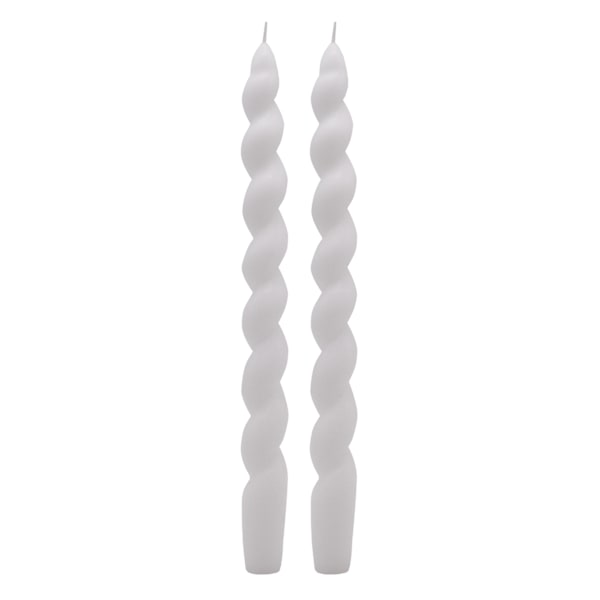 2-Pack White Twisted Taper Candles, 10"