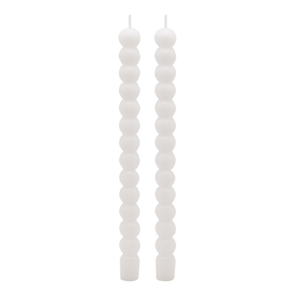 2-Pack White Bubble Taper Candles, 10"