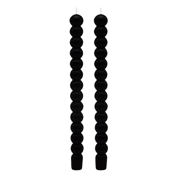 2-Pack Black Bubble Taper Candles, 10"