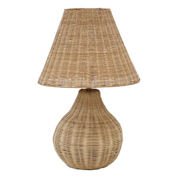 Honeybloom Natural Weaving Rattan Medium Table Lamp with Shade, 24"