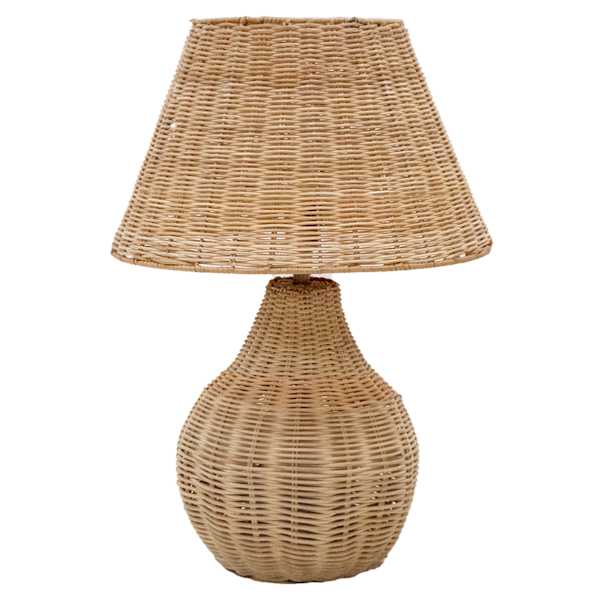 Honeybloom Natural Weaving Rattan Small Table Lamp with Shade, 16.5"