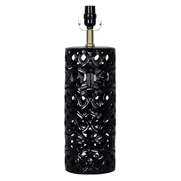 Black Ceramic Cutout Medium Table Lamp Base, 19"