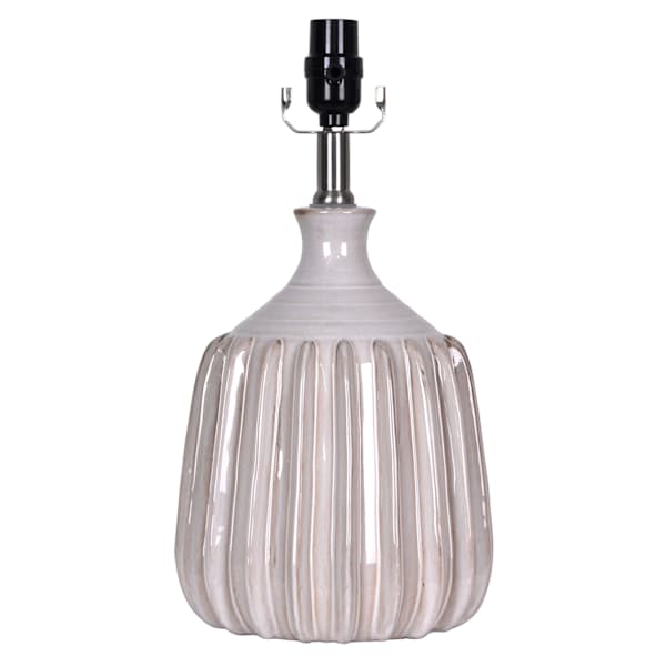 Honeybloom White Ribbed Ceramic Small Lamp Base, 16"