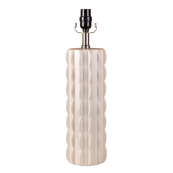 Crosby St. White Ceramic Scalloped Medium Table Lamp Base, 19"
