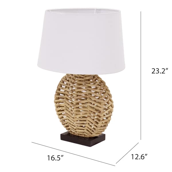 Water Hyacinth Natural Weaving Medium Table Lamp with Shade, 23"