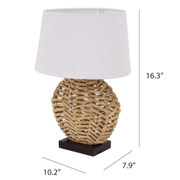 Water Hyacinth Natural Weaving Small Table Lamp with Shade, 17"