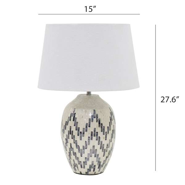 Found & Fable White & Blue Tile Chevron Large Table Lamp with Shade, 28"