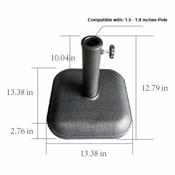 Black Umbrella Base with Cement Inside, 24lbs