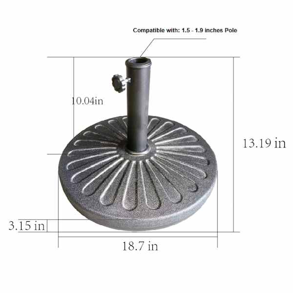 Black Round Umbrella Base with Cement Inside, 40lb