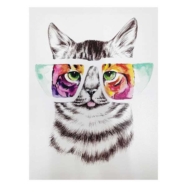 Cat in Cosmic Glasses Canvas Wall Art, 12x16