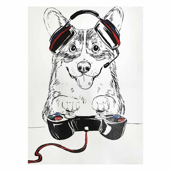 Gamer Corgi Canvas Wall Art, 12x16