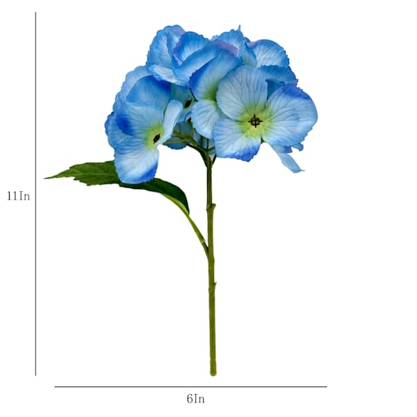 Blue Hydrangea Pick, 11"