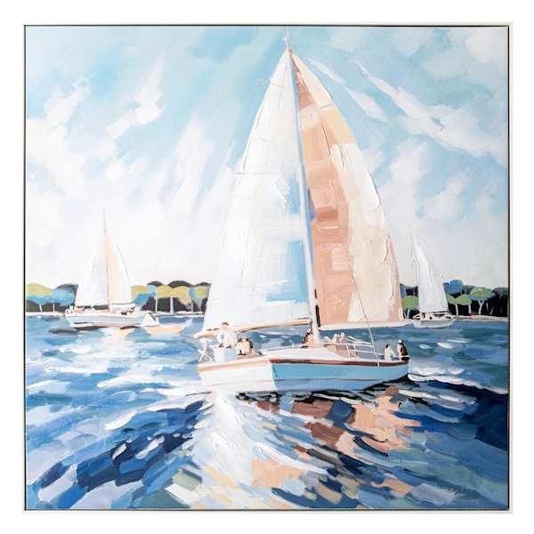 Honeybloom Framed Sailboat Canvas Wall Art, 40"