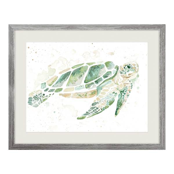 Honeybloom Glass Framed Turtle Print Wall Art, 16x20