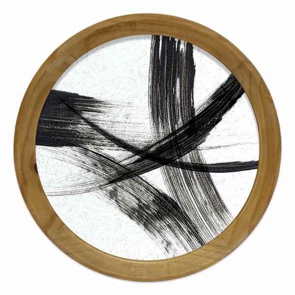 Crosby St. Glass Framed Round Framed Abstract Wall Art, 18"