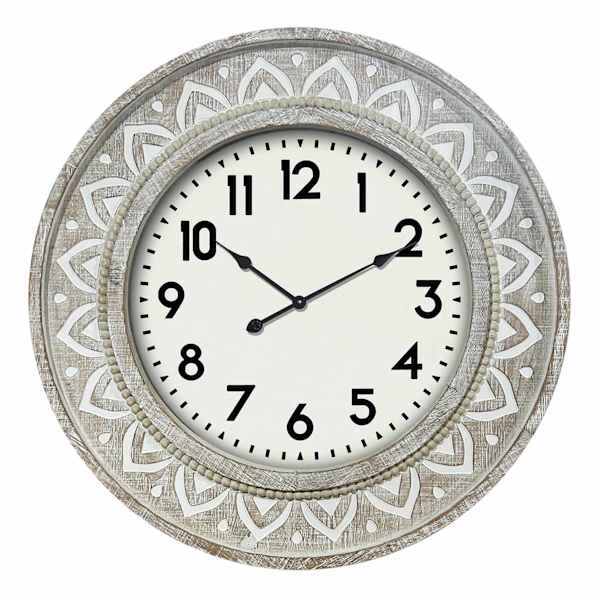 Carved Wooden Wall Clock, 24"