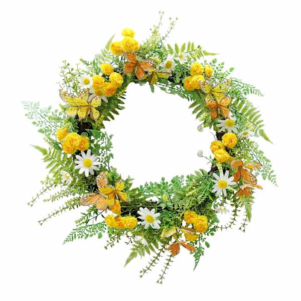 Wild Flower & Butterfly Wreath, 21"
