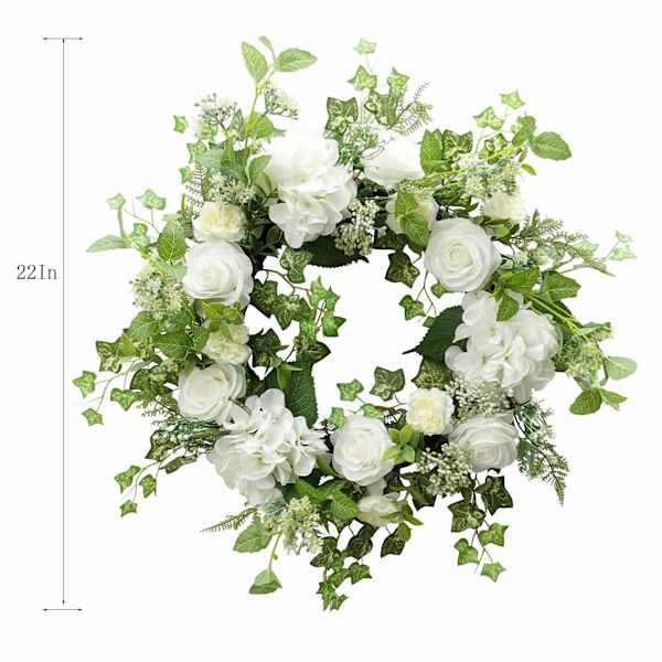 Rose, Hydrangea & Leaves Wreath, 22"