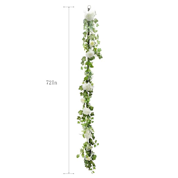White Rose, Hyrdangea & Leaves Garland, 72"