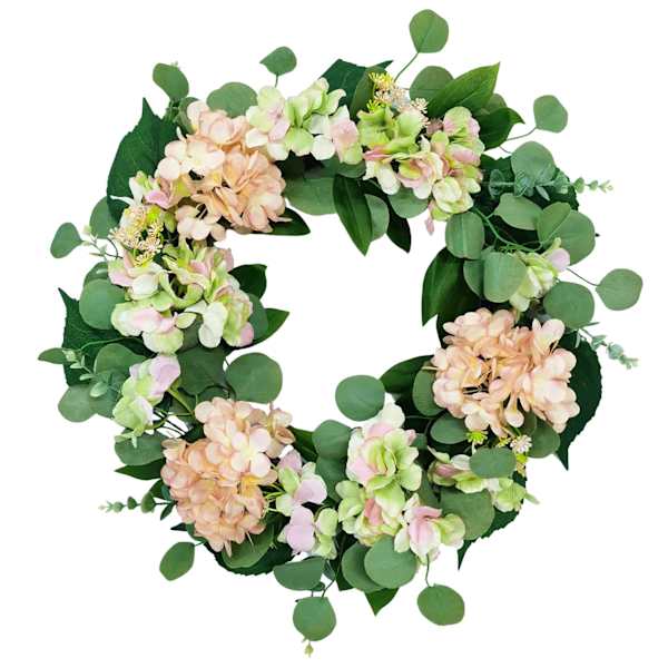 Green & Pink Hydrangea Wreath, 24"