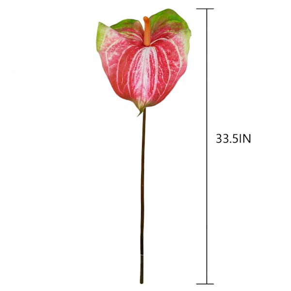 Green & Pink Anthurium Stem, 33.5"