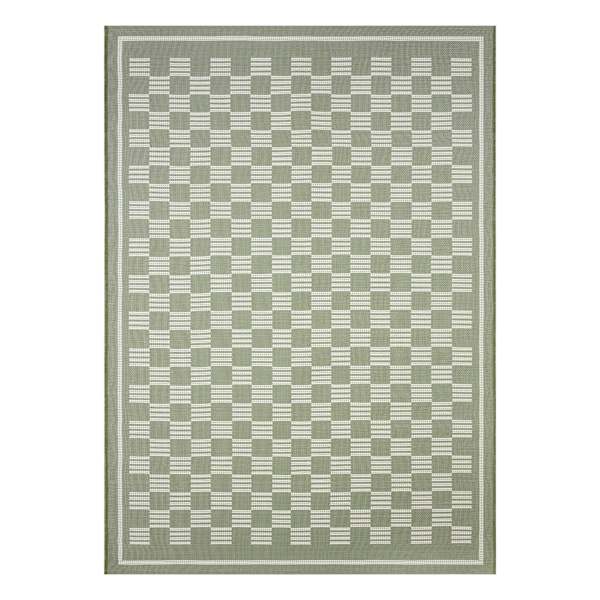 (E536) Honeybloom Green Checkerboard Area Rug, 5x7