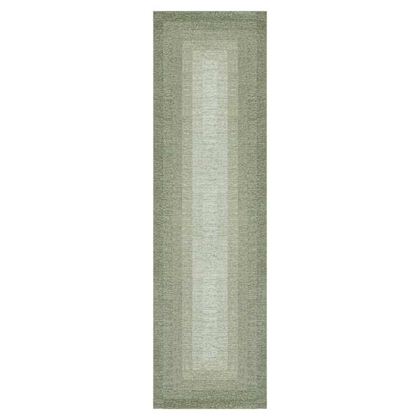 (B893) Green Ombre Flatweave Runner, 2x7