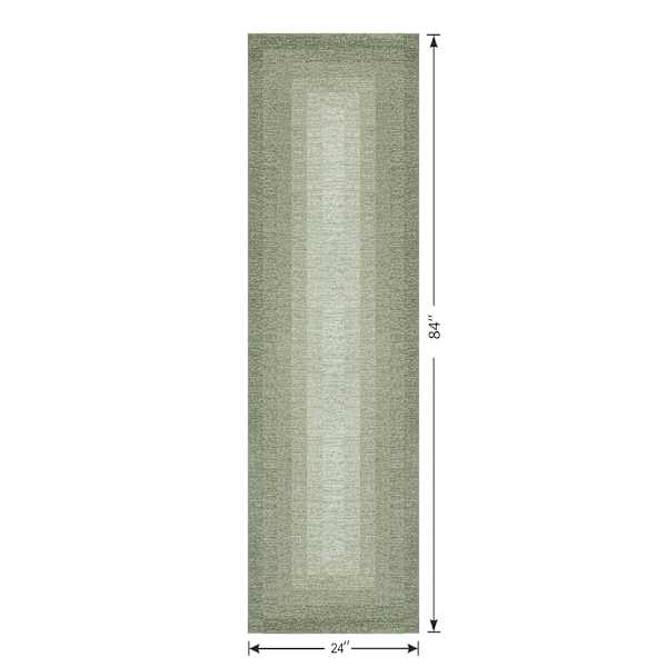 (B893) Green Ombre Flatweave Runner, 2x7