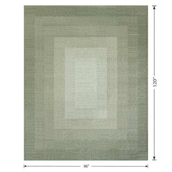 (B893) Green Ombre Flatweave Area Rug, 8x10