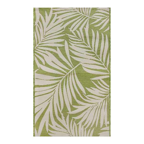 Green Fern Tapestry Outdoor Accent Rug, 27x45