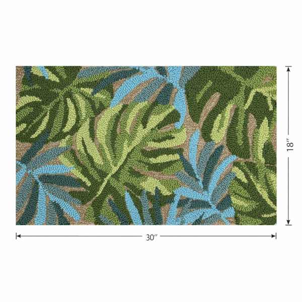 Tropical Green Hook Tufted Outdoor Accent Rug, 18x30