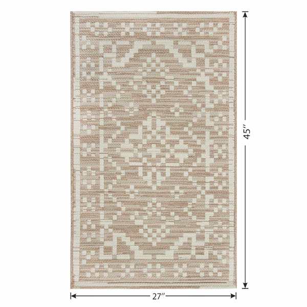 Linen Medallion Tapestry Outdoor Accent Rug, 27x45