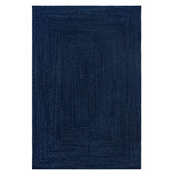 Navy Blue Braided Chenille Accent Rug, 4x6