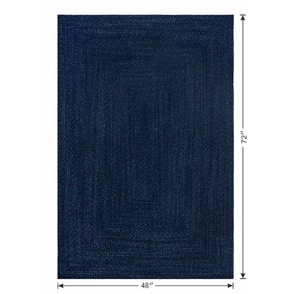 Navy Blue Braided Chenille Accent Rug, 4x6