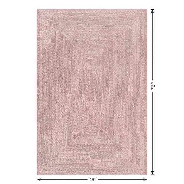 Pink Braided Chenille Accent Rug, 4x6