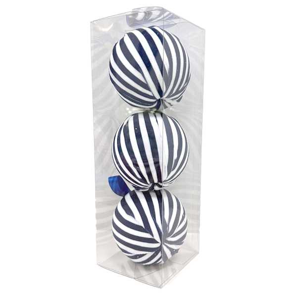 Homespun Patriotic 3-Count Blue Striped Fabric Wrapped Ornament, 80mm